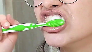 Teen Maid Toothbrush with Fresh Cumshot