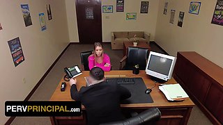 Step mommy Summer Vixen will do anything to save her step daughter from expulsion - perv principal