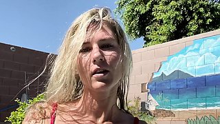 Big Boobed Blonde Masturbates With A Dildo In The Bathroom
