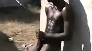 African Men Jerk Off Outdoors for Cash