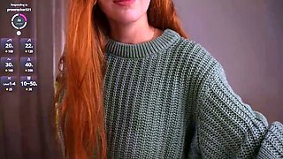 Redhead Beauty Strips Green Sweater