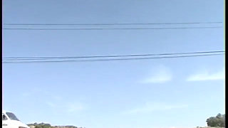 Cute blonde loves sucking white boy's dick in the back of a van