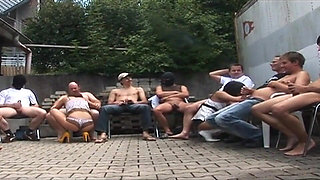 Mature Brunette Stretched Wide in Sloppy Gangbang Frenzy