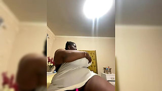 Lactating Ebony SSBBW Taking a Shower & Squirts Masturbating