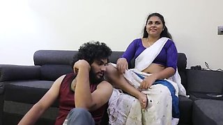 Desi maid servant janu gets hot sex with boss on sofa while watching TV - Indian homemade fuck