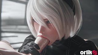 2b Nier Automata Blowjob & Town Cowgirl Fuck - Creamy Pussy & Creampie Ending 3D Animation