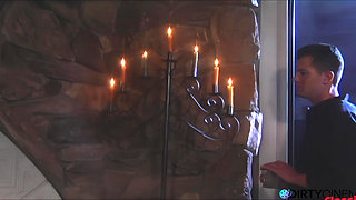 Blindfolded babe gets a surprise threesome