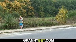 Old bitch is picked up and fucked