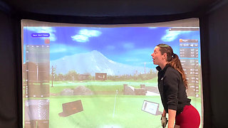 Trying to Golf in a Simulator with My Lush in! Trying Not to Cum While I Swing!