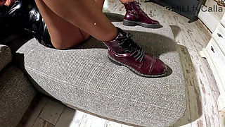 Big Cigar POV in Shiny PVC. Smoking Blowjob, Reverse Cowgirl and Cum Play