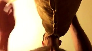 Muscular Blue-Eyed Hunk Masturbates with Pillow