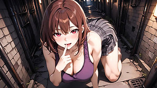 Sexy female student brutally  in an alley: intense and perverted internal ejaculation orgasm!