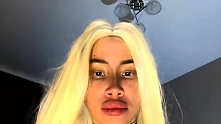 Blonde tight pussy babe solo toy fun in glamour masturbation