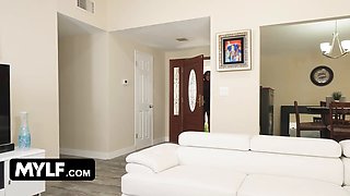 Mylf - nerdy milf Penny Barber rubs her brilliant cunt and bursts while chatting with her boyfriend