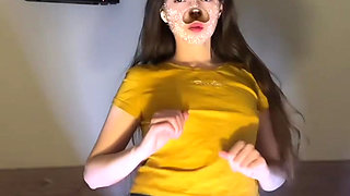 TikTok compilation part 9: slim girl dancing, mini skirt, shorts, striptease, stockings and long legs, dancing on top