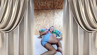 Hot Housewife Lukerya Is Busy Having Fun on a Large Bed.