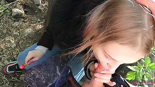 Young Girl Gives a Blowjob to Her Friend in a Park!