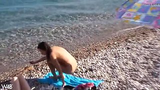 Say Greece! Sexy Petite Bikini Babes Get Naked on the Beach in HD