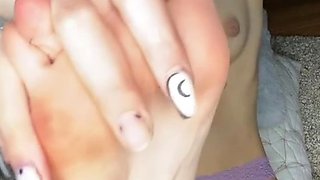 Blonde in stockings foot fetish and pussy pounding