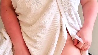 Busty curly brunette with big boobs fucks on couch