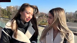 Amateur Romanian Brunette Threesome Roleplay - Horny Girlfriend Fucking in Car for Money