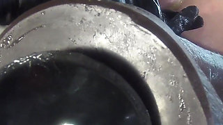 Close-up on Fucking Machine in Ass Cunt Fucked with Vacuum