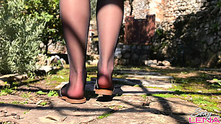 Seductive Nylon Feet Tease