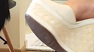 Hot Teacher Seduces Lesbian Student with Her Sexy Wedges High Heels - Foot Worship - Lesbian Foot Fetish - Lesbia Foot Worship