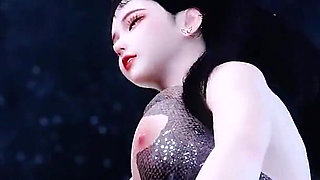 Glossy Korean-style Beauty, Seductive Evening Gown, High Heels, Big Boobs, Big Butt, Shaved Pussy, Tight Pussy