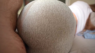 Step Sister Caught Me Jerking off and I Fucked Her Through a Hole in Her Leggings