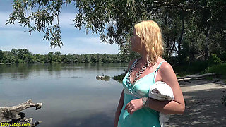 Hairy Granny Gets Anal Fucked on He Beach