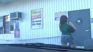 Lovely Teen Blowing a Cock Through Glory Hole