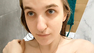 Hot Brunette Squirts in the Bathroom