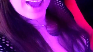 Amateur busty brunette masturbates and does hand job