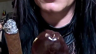 Smoking Mistress JOI Cigar Domination, Spit Play & Big Black Dildo Worship
