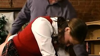 Bald guy and teen in old on young action