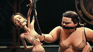 Skinny Slave in Bondage Whipped by Fat SSBBW Mistress